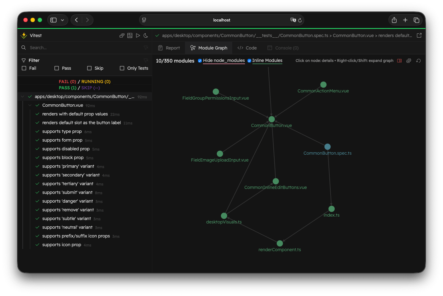 The module graph view